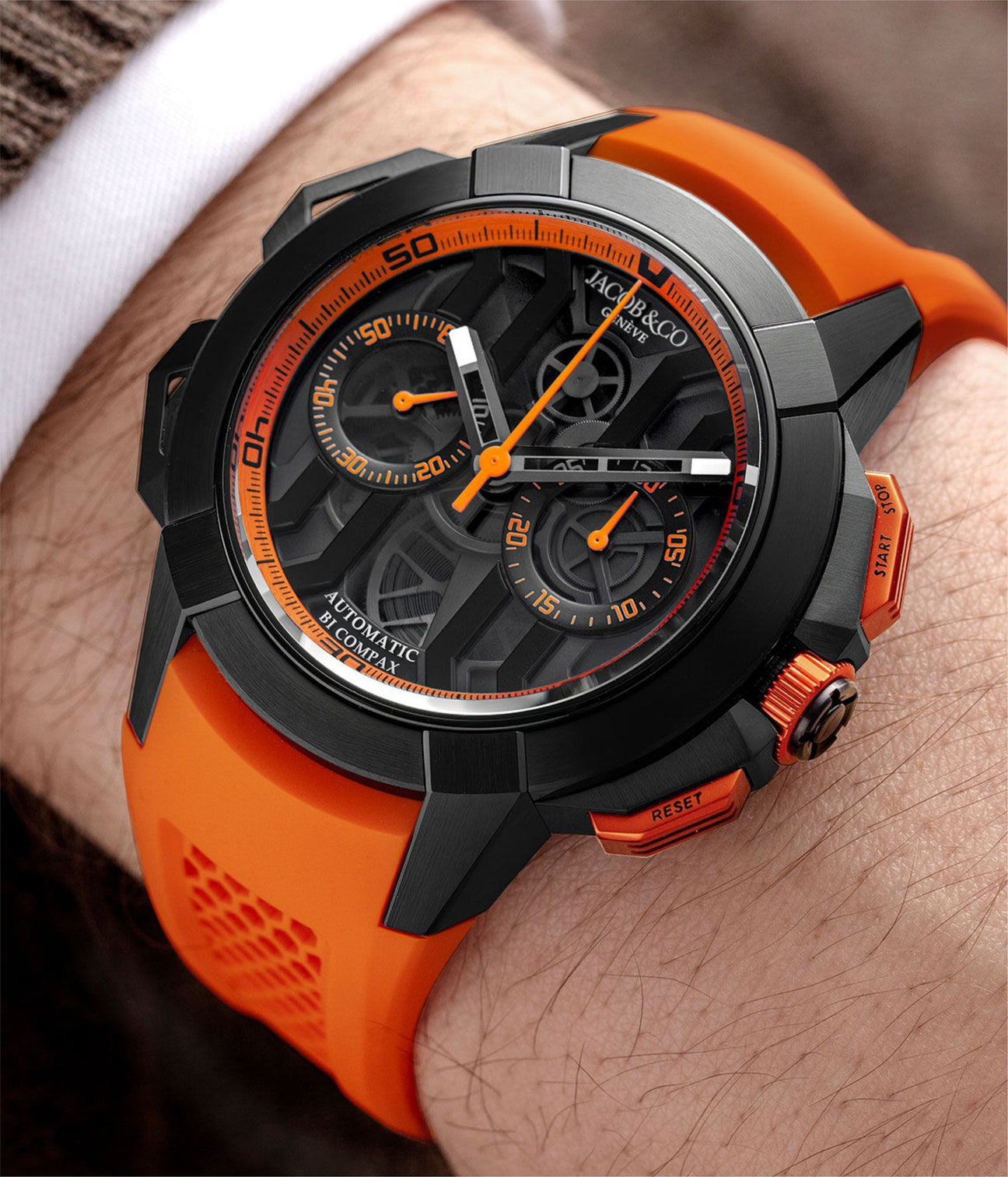 Jacob & Co. Epic X Chrono 44 mm - Black Titanium - Orange Inner Ring